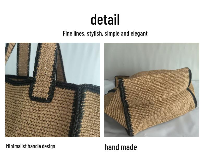 Minimalistische Raffia-Tragetasche - Trendige & vielseitige Strohtasche für Strandurlaube & Pendelfahrten