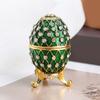 Ornament Elegant Ouă de Paște din Email Cutie de Bijuterii Handmade cu Cristale și Bijuterii cu Capac cu Balamale Accesorii pentru Decorarea Casei