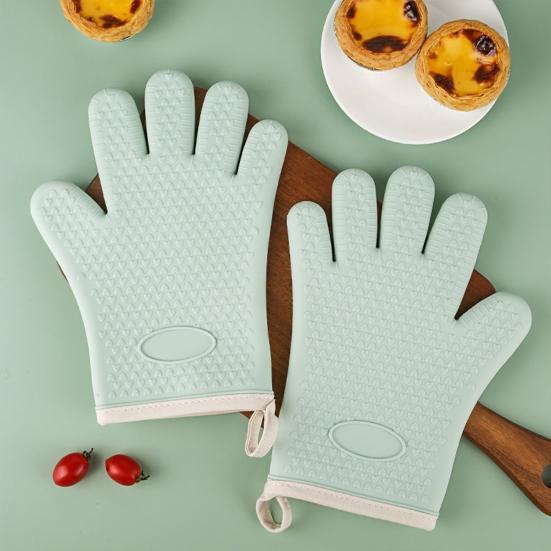 2Pcs Silicone Oven Mitts Thick Heat Resistant Non Slip Cast Iron Pan Gloves Safe Kitchen Gloves for Cooking And Baking