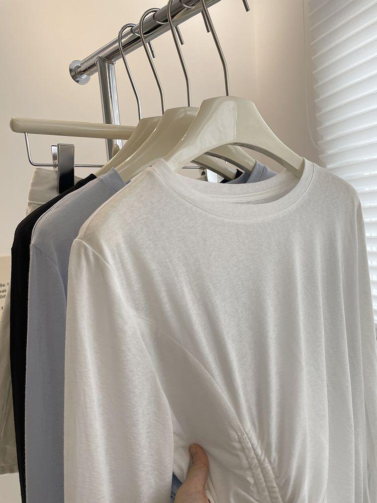 QFD-Irregular Drawstring Micro-Transparent Long Sleeve T-Shirt - Comfortable, Loose, Sun Protection Summer Cardigan