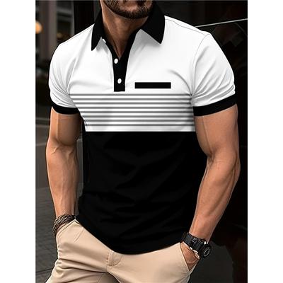 Simple Printed Button Short-sleeved Polo Shirt Pullover Summer New Men's Fashion All-match Casual