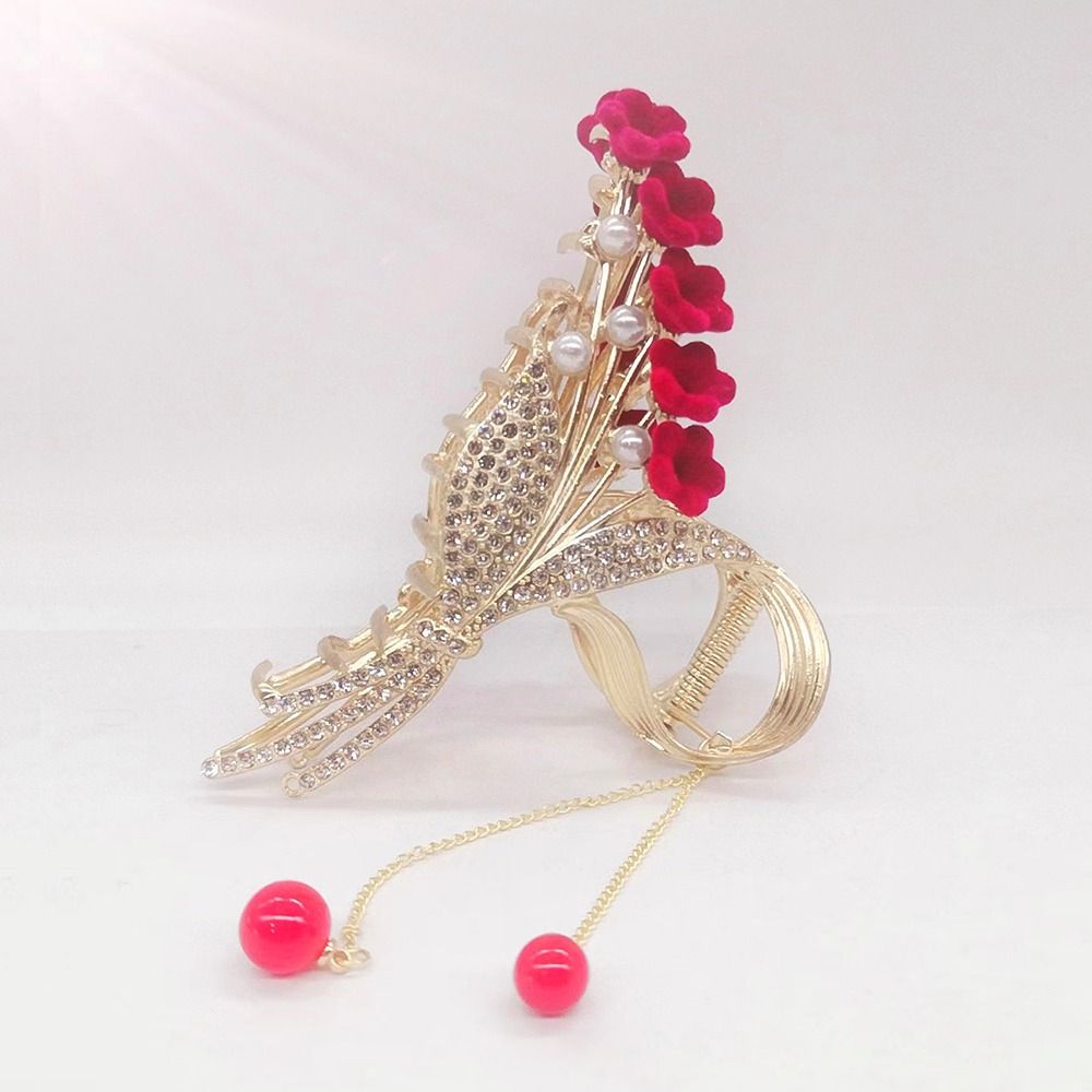 Lily of The Valley Bouquet Tassel Clip Shiny Color Hair Clips Rhinestone  Women