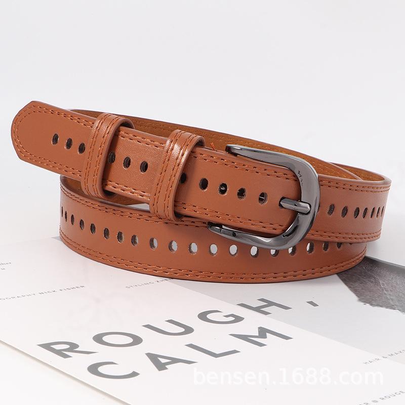 Women S Pu Leather Belt For Jeans Simple Versatile Style