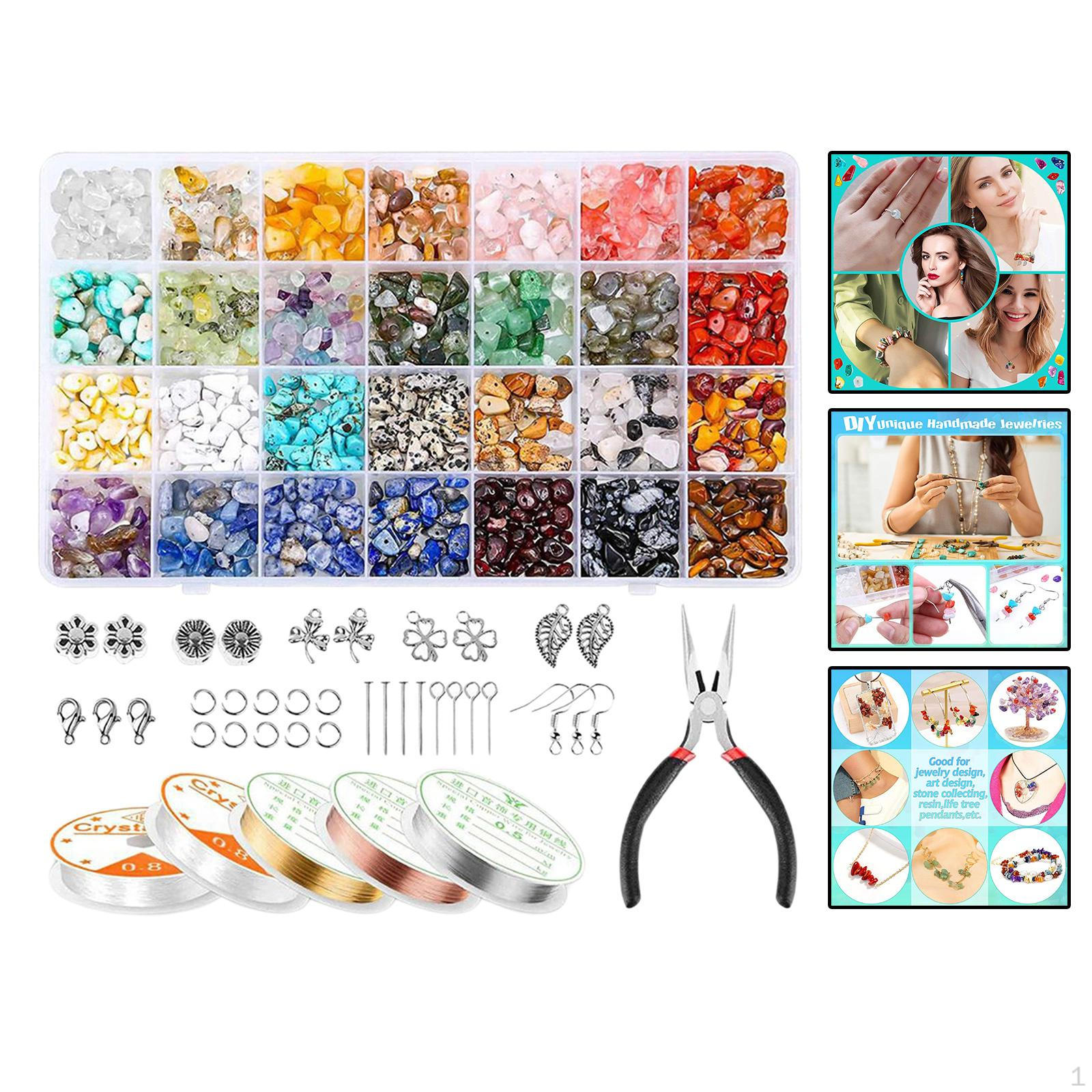 Gemstone Chips Beads Loose Spacer Jewelry Making DIY Craft Beads Set 1