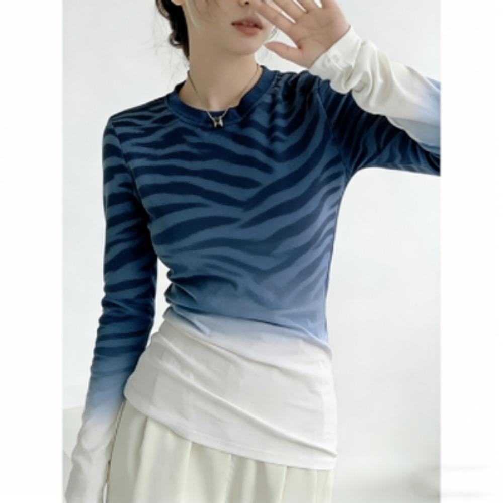 Spring Europe America Sexy Zebra Stripe Print Women's Tees Tops Fashion Street Women Long Sleeve Clothing Outdoor Casual T-shirt Pullover