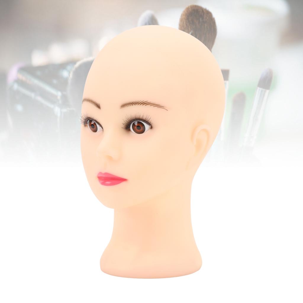 Bald Mannequin Head PVC Soft Delicate Bald Head Model with Universal Bracket Interface for Makeup Wig Hat Display