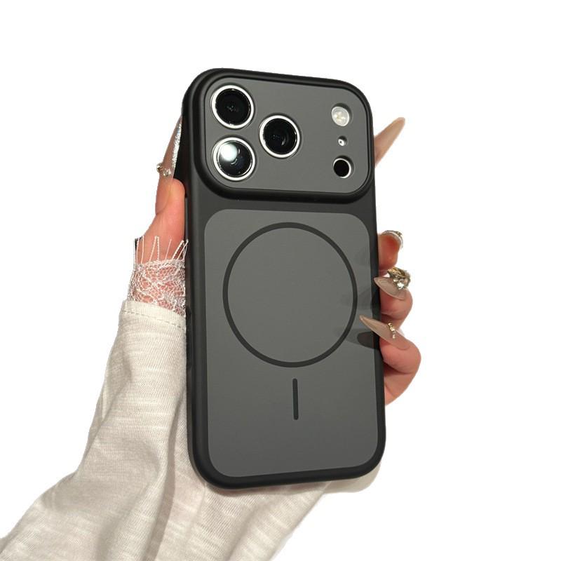 Matte Texture Magnetic Ring Phone Case for iPhone 14-17 Pro, Contrasting Colors