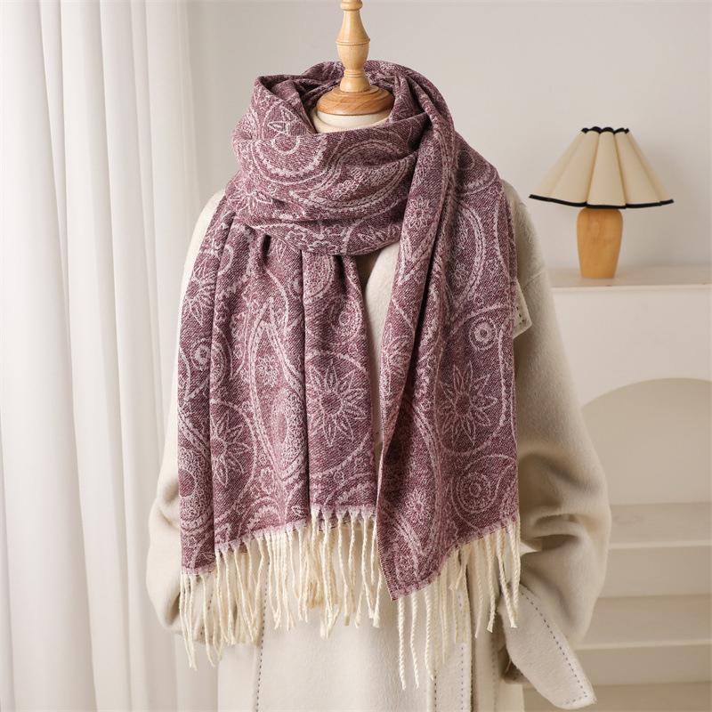 

Luxury Winter Faux Cashmere Scarf Women Fashionable Paisley Thickened European And American Warm Shawl Poncho Stoles 53x200 cm