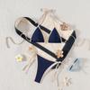 Color Block Triangle Tie Side Sexy Two Piece Bikini Set Elegant For Vacation