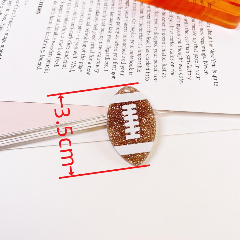 Double-Sided Acrylic Earrings with Embossed Football, Basketball, and Rugby Designs for DIY Jewelry.