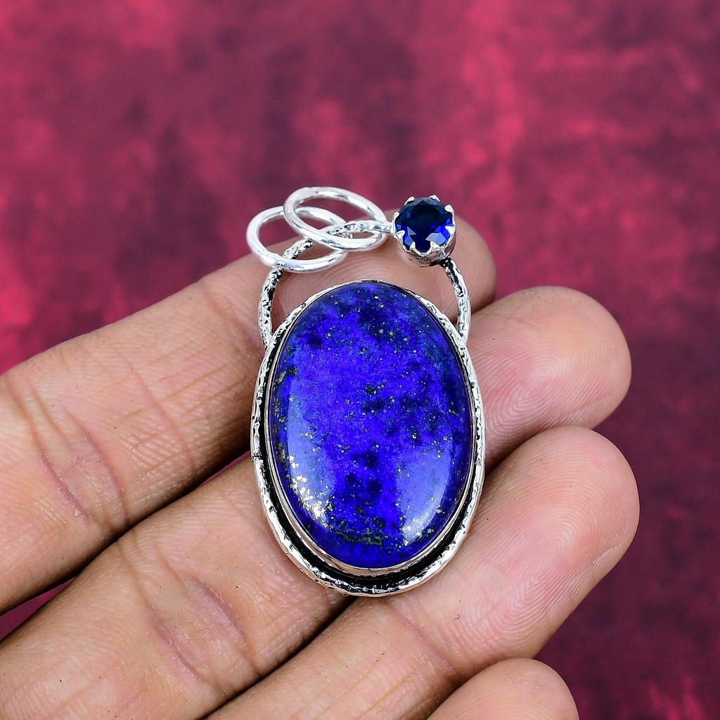 Lapis Lazuli & Blue Topaz Pendant Handmade Gemstone Jewelry, 925 Solid Sterling Silver Pendant ,Unique Design Jewelry Pendant