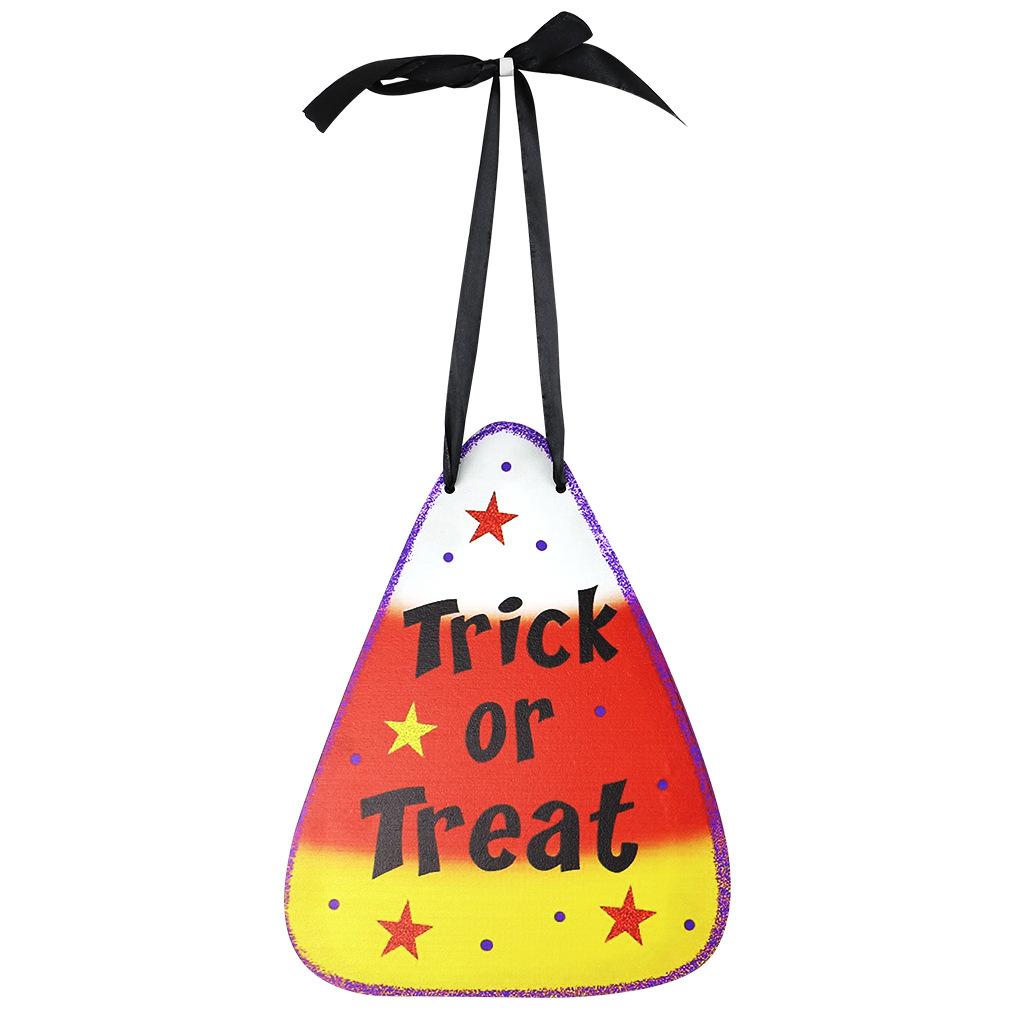 Halloween Wooden Door Plate Ornaments Candy Skull Hanging Window Indoor Pendant Holiday Doorplate Decoration