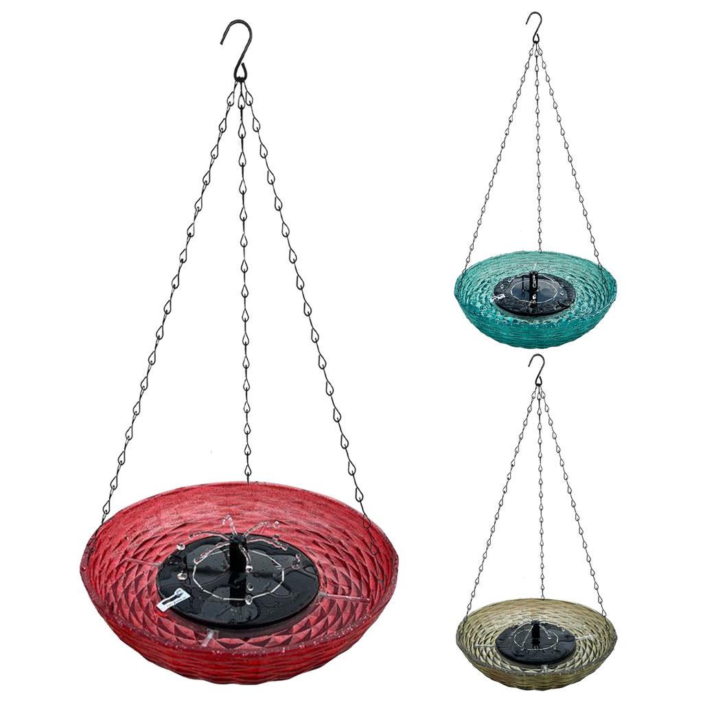 Fontaine Solaire Baignoire pour Oiseaux Suspendue Mangeoire pour la Faune Baignoire Solaire avec Pompe à Eau pour Jardin Extérieur Cour Patio Pelouse
