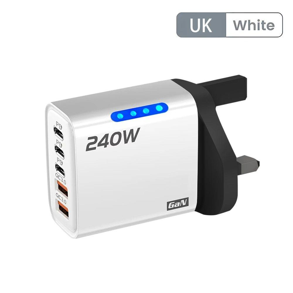 240W GaN USB-Ladegerät Typ C Schnelllade-Netzteil Mehrere Anschlüsse EU/US/UK-Stecker Wandladegerät Für 17 Huawei Samsung