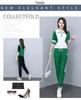 2025 Summer Women's Loose Running Suit - Short Sleeve Stand-up Collar Two-Piece Set