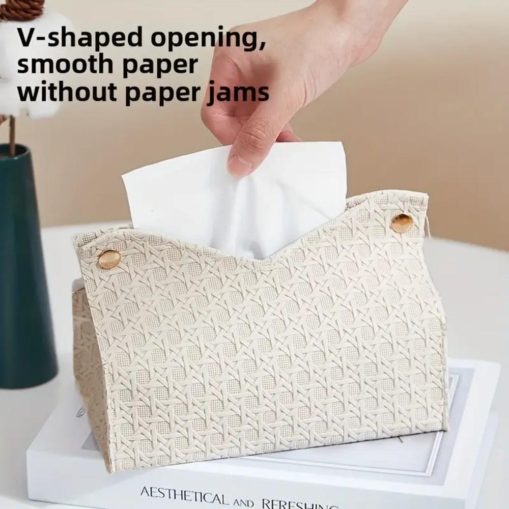 Pu Leather Tissue Box, Decorative Napkin Holder With Buttons, Suitable For Home Living Rooms, Bedrooms, And Bathrooms.