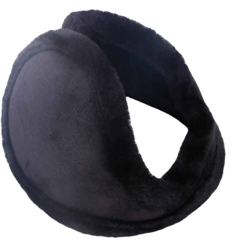 2024 Winter Men's Windproof Warm Fur Earmuffs - Solid Color, Thickened Design for Outdoor Use