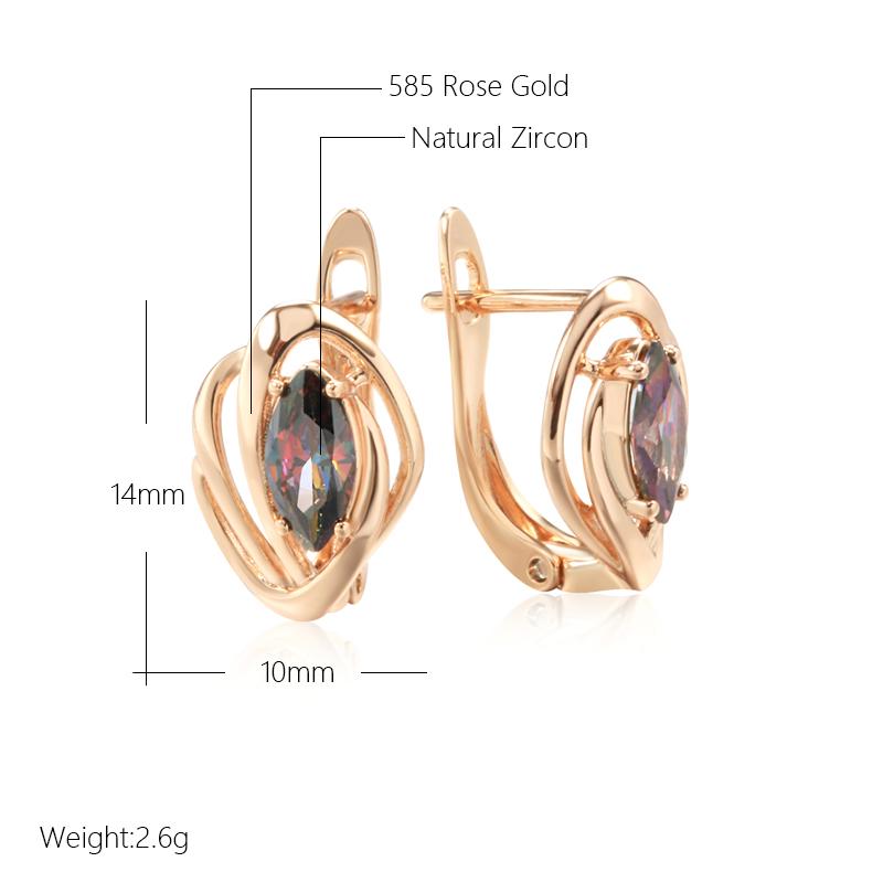 Luxury Colorful Natural Zircon Stone Earrings For Women  Rose Gold Color Vintage Fine Daily Jewelry Party Fine Earring