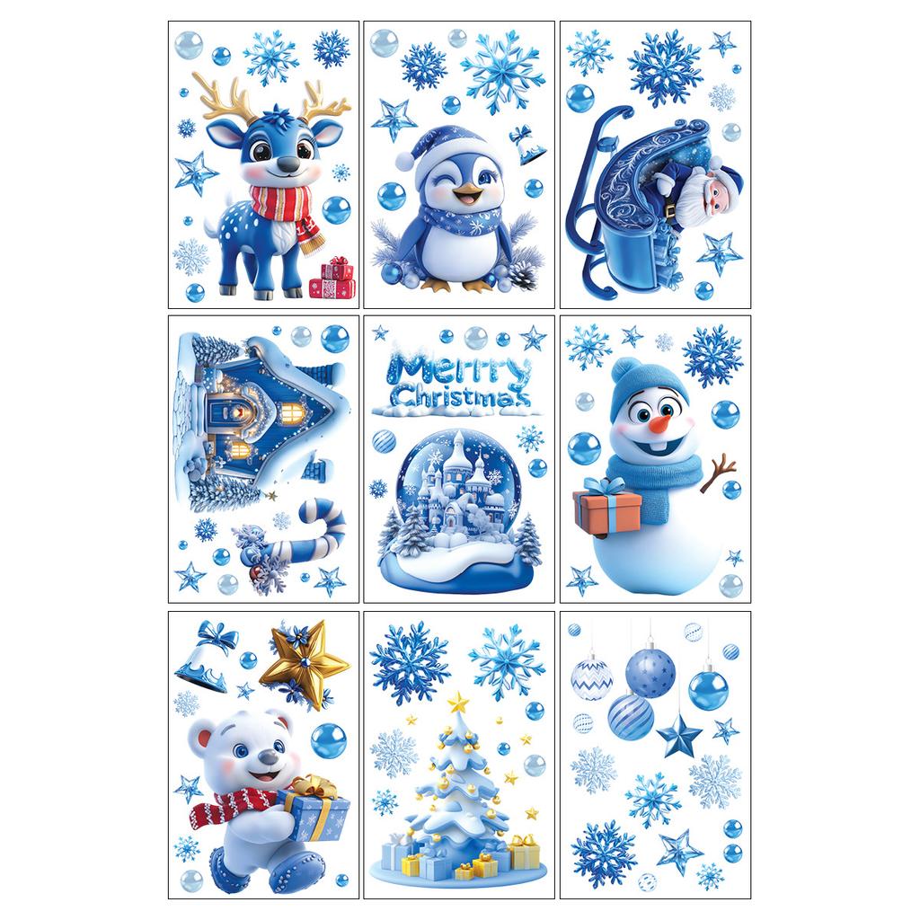 New Christmas 3D Three-dimensional Ice and Snow Windows New Cute Little Bear Snow Bear Wallpaper Christmas Glass Window Stickers