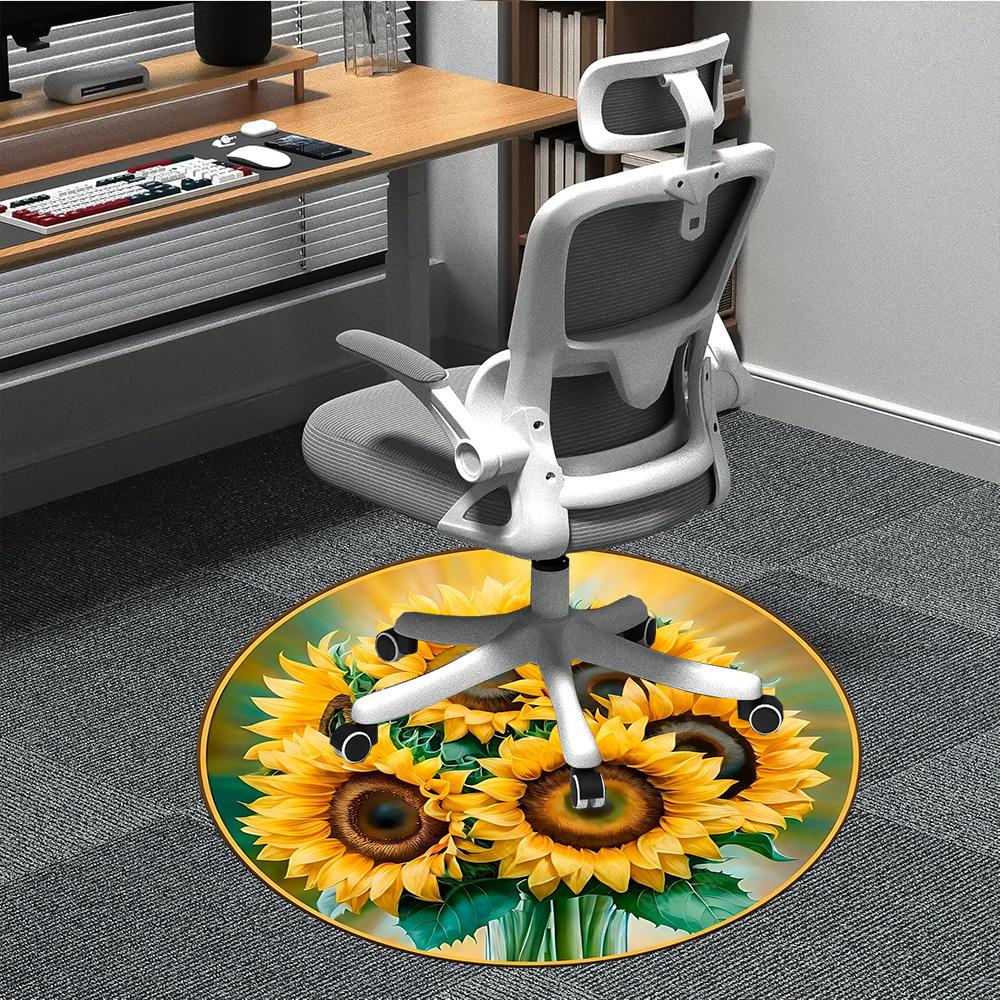 

1pc Sunflower Bouquet Chair Carpet for Office Non-Slip, Machine Washable Rug for Office, Room - Holiday Decor, Machine Made yy251016154 80cm by 80cm