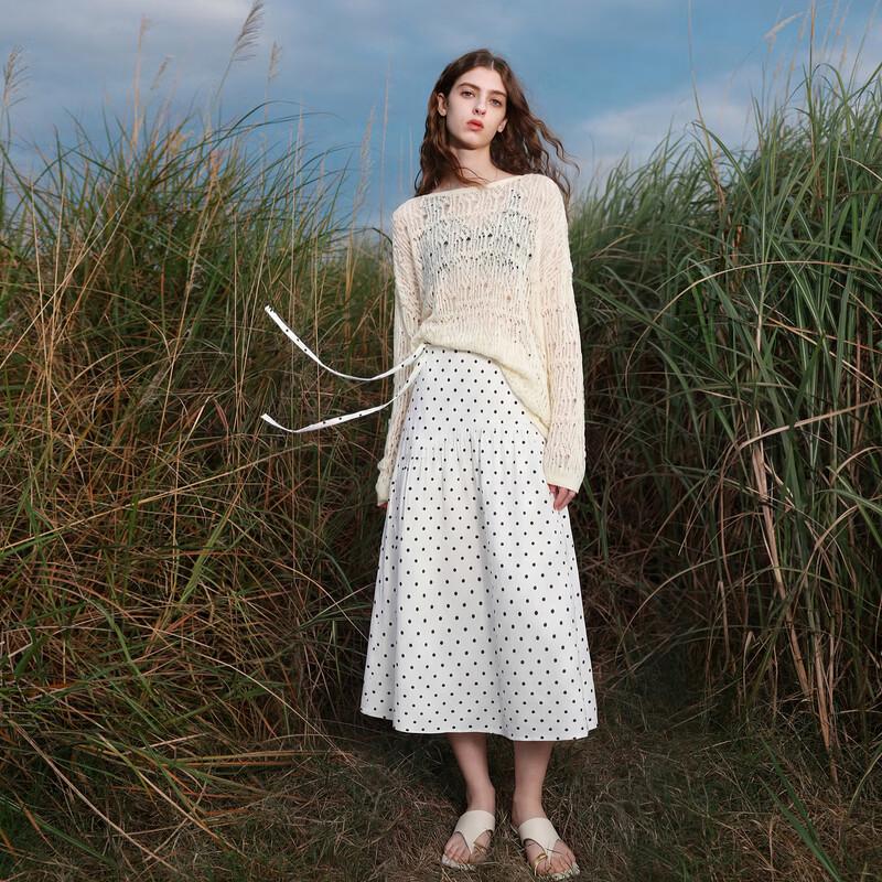 Chic Polka Dot A-Line Midi Skirt