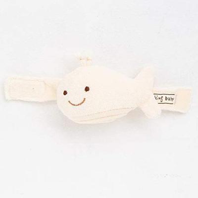 Y-1331 Pompkins BABY 100% Cotton Whale Series Wrist Rattle, Made In Japan (Natural)