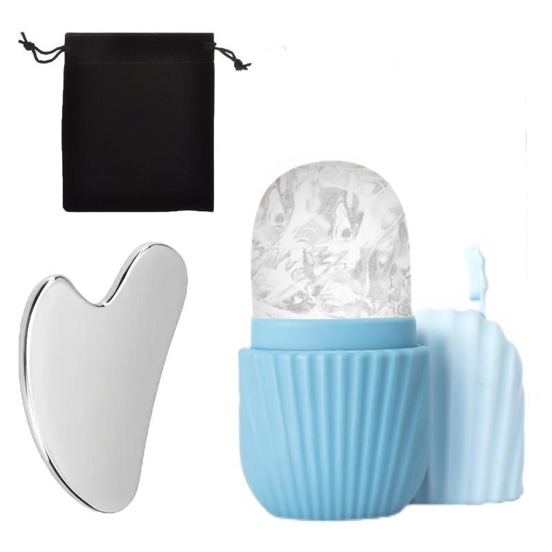 Stainless Steel Gua Sha Ice Face Roller Kit 3PCS Beauty Cooling Facial Tool For Lifting Puffiness Reduction Skin Care