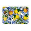 Limone Mediterraneo su Piastrelle Ceramiche Blu Tappetino Antiscivolo per Porta Tappeto per Pavimento Tappeto per Ingresso Cucina Camera da Letto Casa Tappetino