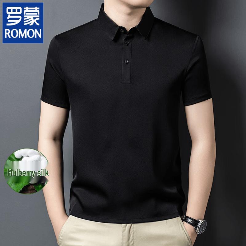 ROMON Men s Mulberry Silk Blend Cool-Touch Polo Shirt 2XL 180/96A