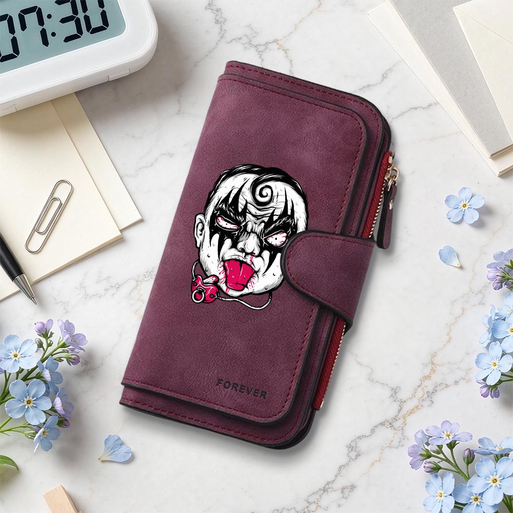 Gothic Baby Pattern Long Wallet Portable Multi Card Slots Casual Coin Purse