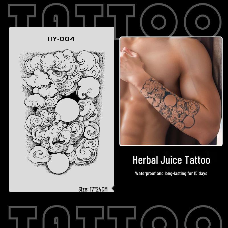 Japanese Traditional Tattoo Waterproof Sticker: Men's Long-lasting Floral Arm Pattern.