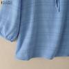 ZANZEA Women Casual Round Neck Solid Color Loose 3/4 Sleeve Blouse