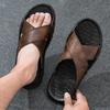 Foreign Trade 20252025 Tourism Outdoor Summer Men's Shoes One-word Slippers Cowhide Beach Sandals Large Size Men