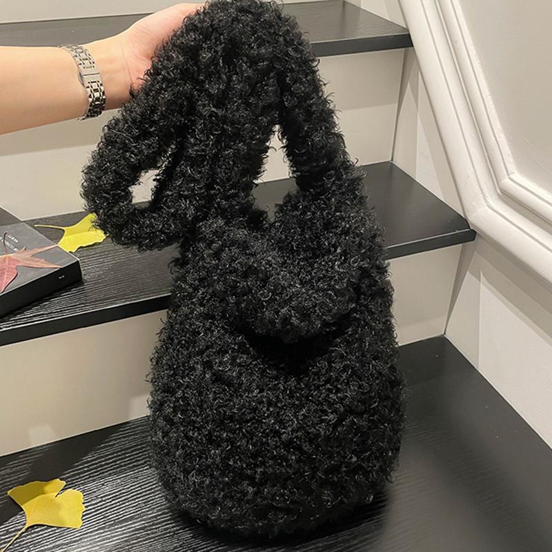 Yogodlns Korean Version Autumn and Winter New Women's Fashionable Versatile Practical Fashion Long-Haired Furry Shoulder Crossbody Bag