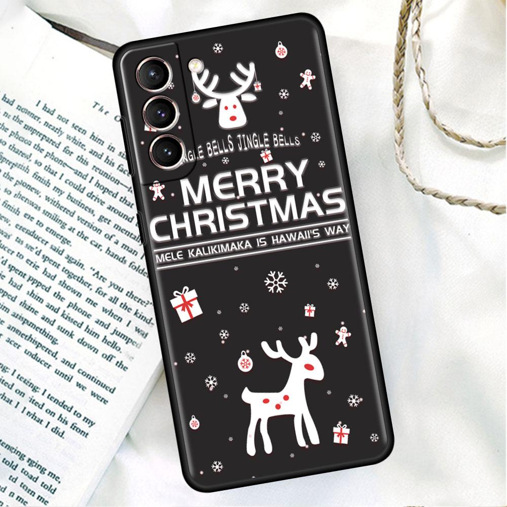 Phone Black Soft Case For Samsung Galaxy S22 S21 S20 Ultra FE S9 S8 S10 Plus Note 20 10 9 Fundas Cover Merry Christmas In Winter