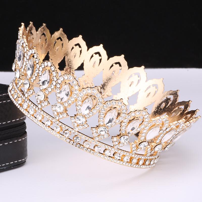 New Baroque Bridal Crown Round Multicolor Crown King Queen Birthday Party Alloy Hair Accessories
