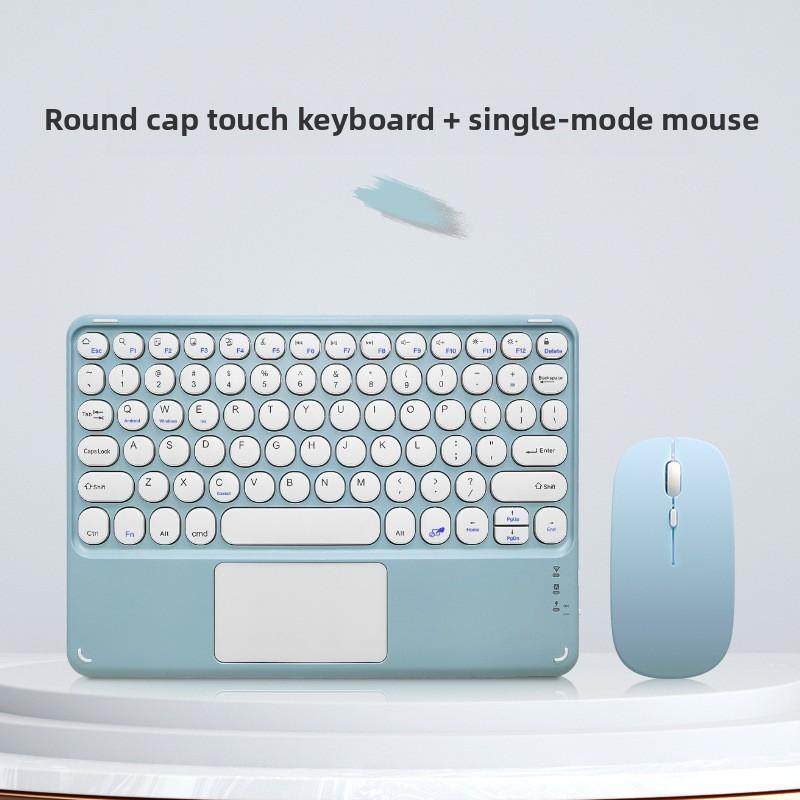 Bluetooth Keyboard Mouse Set Round Keycaps Touch Control for Phone Tablet Laptop iPad Wireless Combo