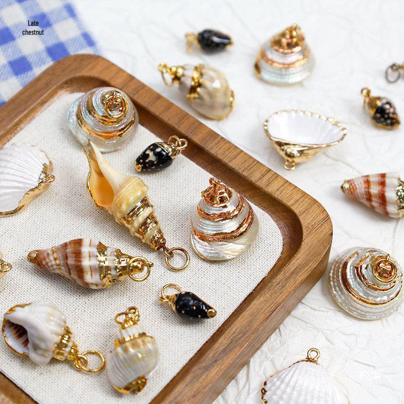 Electroplated Shell Conch Edge Jewelry Kit for DIY Necklaces & Earrings