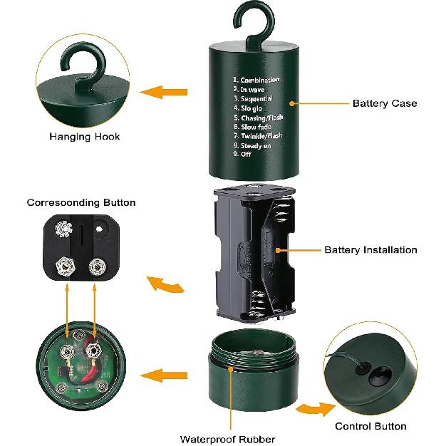 Flacchi Multi-Color Christmas Lights, 66 Ft 200 LED Battery Operated String Lights Waterproof 8 Modes & Auto Timer Mini Lights for Xmas Decorations,