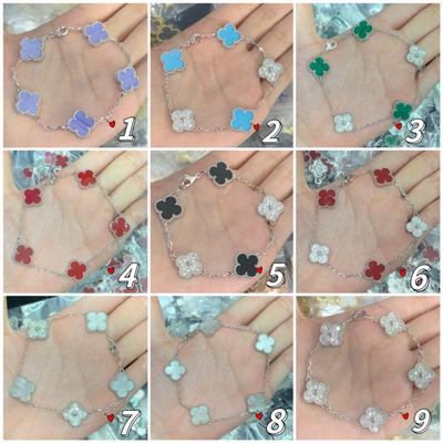 Four-leaf Clover Five-flower Bracelet Brass 18k Non-fading Female Chalcedony Laser Bracelet