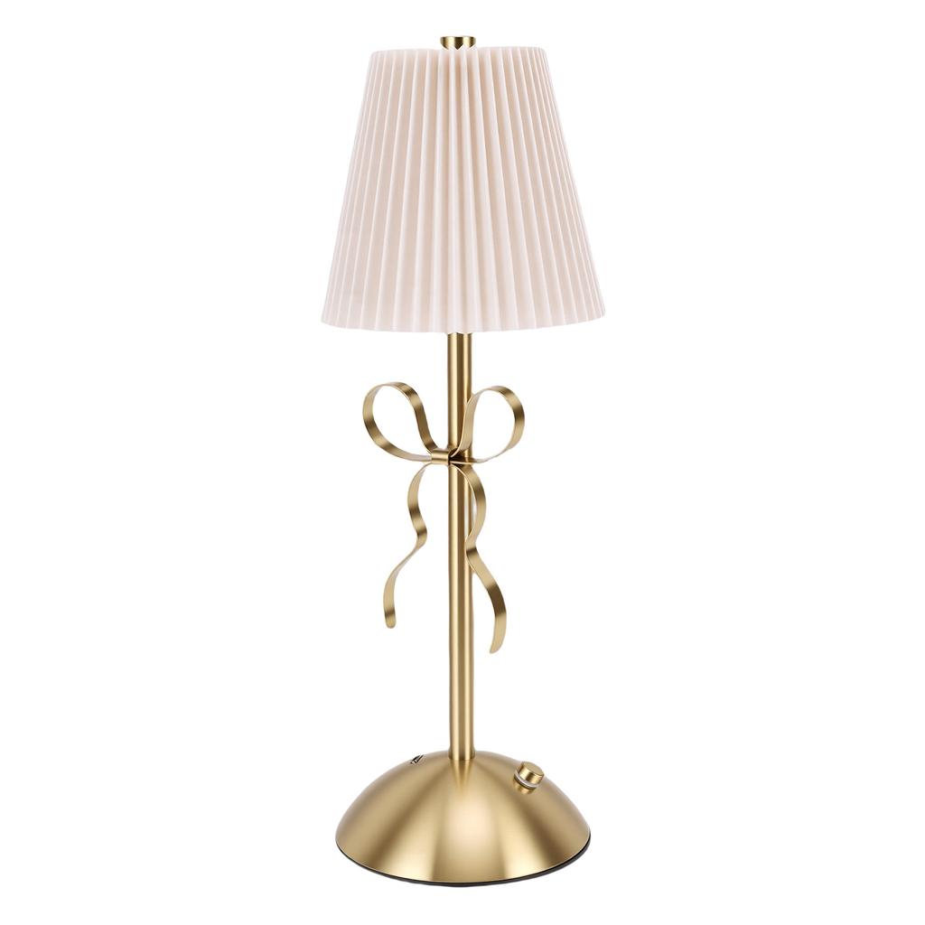Fabric Bow Lamp Cordless Modern LED Bowknot Table Cute Nightlight Rechargeable for Bedroom