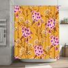 Stylish Floral Shower Curtain Pink Yellow Waterproof Bath Decor for Home Decoration