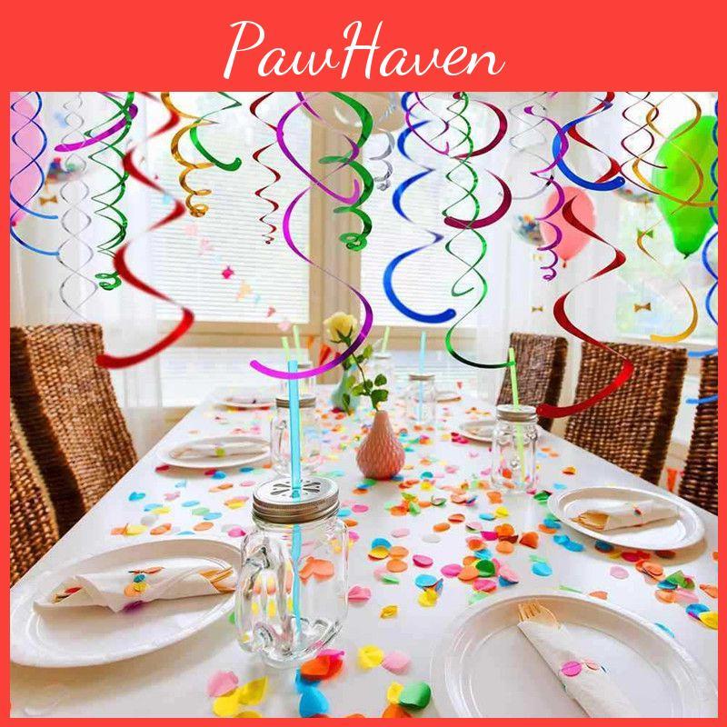 Colorful 6pcs Multicolor Hanging Spiral Swirls Perfect For Birthday And Wedding Party Decor