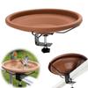 Practical Adjustable Deck Railing Bird Bath Removable Plastic Deck Mounted Bird Bath Brown Bird Bath Feeder Outdoor