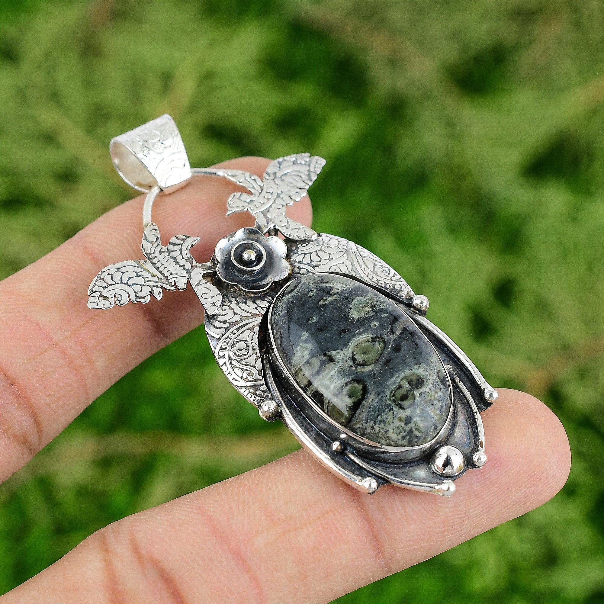 

Кулон из камня Камбаба Яшма, кулон ручной работы, изящное украшение, кулон из стерлингового серебра 925 пробы, подарки для нее