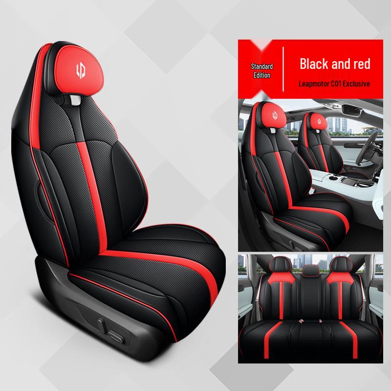 QQG Sports Leder Autositzkissen für Leapmotor C01 - Voll- und Halbumschläge, Ganzjahresbezug.