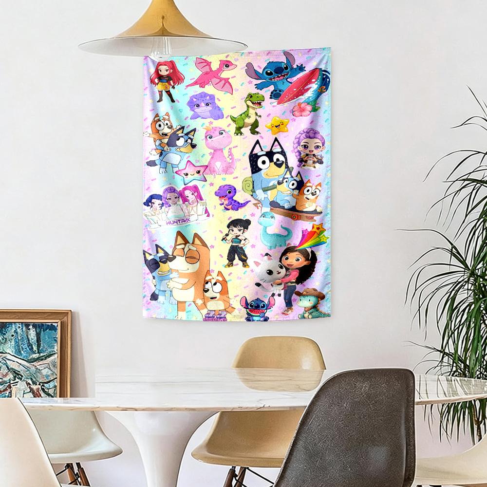 Bluey Custom Your Name Wall Decor Tapestry Art For Pet Memorial Birthdaywedding Party Backdrop Family Gift