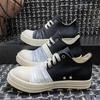 22 Scarpe Casual da Studente Basse in Tela Nere e Bianche con Lacci, Suola Spessa, per Coppia