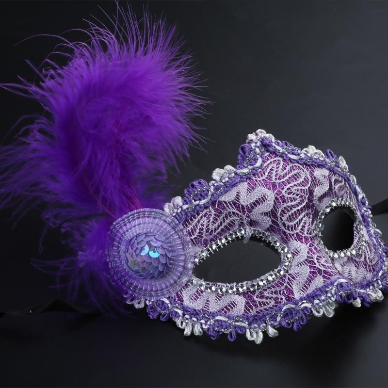 Costume Mask Feather Masquerade Mask Halloween Mardi Gras Cosplay Party Masque
