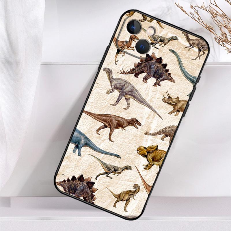 Dinosaur Pattern Shockproof Case For iPhone 17 16 Pro Max 11 14 15 Plus 12 13 Mini 16e 17 Air Phone Cover
